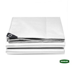 Αδιάβροχος μουσαμάς - τέντα διαστάσεων 4x5m 190gr/m² GRASHER με κρίκους σε λευκό χρώμα