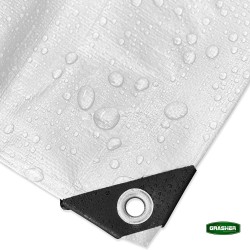 Αδιάβροχος μουσαμάς - τέντα διαστάσεων 4x5m 190gr/m² GRASHER με κρίκους σε λευκό χρώμα