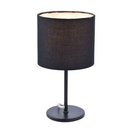 Φωτιστικό κομοδίνου μονόφωτο μαύρο μεταλλικό με κυκλική βάση για λάμπα με ντουί E14