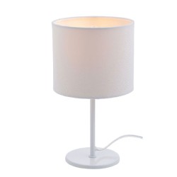 Φωτιστικό κομοδίνου μονόφωτο λευκό μεταλλικό με κυκλική βάση για λάμπα με ντουί E14