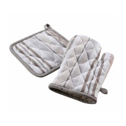 Σετ πιάστρα-γάντι Σχ. Mellina 100% cotton με ρίγες μπεζ