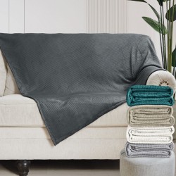 Κουβέρτα – ριχτάρι flannel ανάγλυφο διαστάσεων 150x220cm Σχ. Mia 100% polyester σε χρώμα Beige