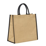 Τσάντα παραλίας NAXOS από γιούτα με στρογγυλά χερούλια διαστάσεων 40x36x19cm χωρητικότητας 28L σε χρώμα φυσικό με μαύρες λεπτομέρειες