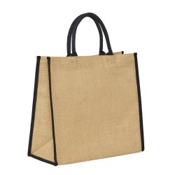 Τσάντα παραλίας NAXOS από γιούτα με στρογγυλά χερούλια διαστάσεων 40x36x19cm χωρητικότητας 28L σε χρώμα φυσικό με μαύρες λεπτομέρειες