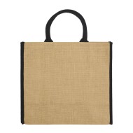 Τσάντα παραλίας NAXOS από γιούτα με στρογγυλά χερούλια διαστάσεων 40x36x19cm χωρητικότητας 28L σε χρώμα φυσικό με μαύρες λεπτομέρειες