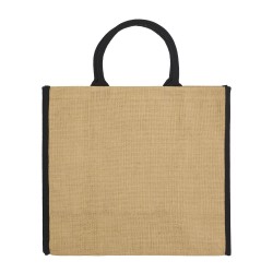 Τσάντα παραλίας NAXOS από γιούτα με στρογγυλά χερούλια διαστάσεων 40x36x19cm χωρητικότητας 28L σε χρώμα φυσικό με μαύρες λεπτομέρειες