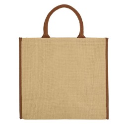 Τσάντα παραλίας NAXOS από γιούτα με στρογγυλά χερούλια διαστάσεων 40x36x19cm χωρητικότητας 28L σε χρώμα φυσικό με λεπτομέρειες καφέ