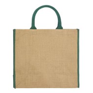 Τσάντα παραλίας NAXOS από γιούτα με στρογγυλά χερούλια διαστάσεων 40x36x19cm χωρητικότητας 28L σε χρώμα φυσικό με πράσινες λεπτομέρειες