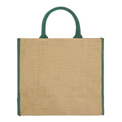 Τσάντα παραλίας NAXOS από γιούτα με στρογγυλά χερούλια διαστάσεων 40x36x19cm χωρητικότητας 28L σε χρώμα φυσικό με πράσινες λεπτομέρειες