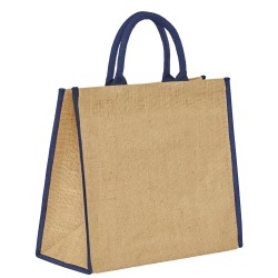 Τσάντα παραλίας NAXOS από γιούτα με στρογγυλά χερούλια διαστάσεων 40x36x19cm χωρητικότητας 28L σε χρώμα φυσικό με Navy λεπτομέρειες