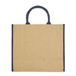 Τσάντα παραλίας NAXOS από γιούτα με στρογγυλά χερούλια διαστάσεων 40x36x19cm χωρητικότητας 28L σε χρώμα φυσικό με Navy λεπτομέρειες