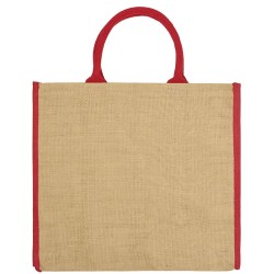 Τσάντα παραλίας NAXOS από γιούτα με στρογγυλά χερούλια διαστάσεων 40x36x19cm χωρητικότητας 28L σε χρώμα φυσικό με κόκκινες λεπτομέρειες