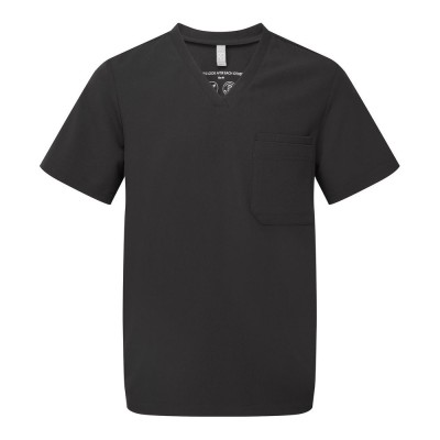 Ανδρική ελαστική μπλούζα νοσηλευτικής με λαιμόκοψη V σε μαύρο χρώμα νούμερο Large