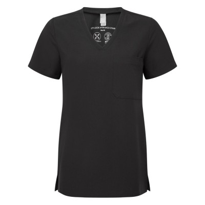 Γυναικεία ελαστική μπλούζα νοσηλευτικής με λαιμόκοψη V σε μαύρο χρώμα νούμερο XXLarge