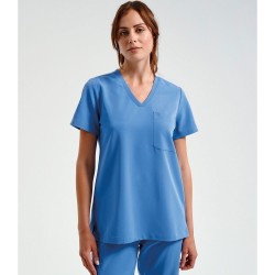 Γυναικεία ελαστική μπλούζα νοσηλευτικής με λαιμόκοψη V σε γαλάζιο χρώμα νούμερο 3XL