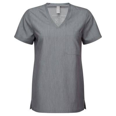 Γυναικεία ελαστική μπλούζα νοσηλευτικής με λαιμόκοψη V σε γκρι χρώμα νούμερο Medium