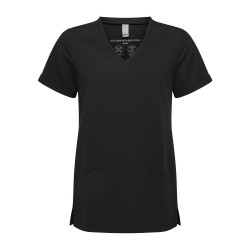 Γυναικεία ελαστική μπλούζα νοσηλευτικής 2 τσέπες μπροστά σε μαύρο χρώμα νούμερο 3XL