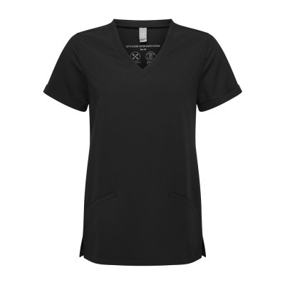 Γυναικεία ελαστική μπλούζα νοσηλευτικής 2 τσέπες μπροστά σε μαύρο χρώμα νούμερο 3XL