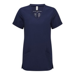 Γυναικεία ελαστική μπλούζα νοσηλευτικής 2 τσέπες μπροστά σε σκούρο μπλε χρώμα νούμερο 3XL