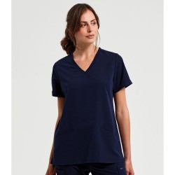 Γυναικεία ελαστική μπλούζα νοσηλευτικής 2 τσέπες μπροστά σε σκούρο μπλε χρώμα νούμερο Medium
