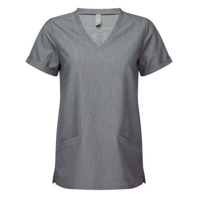Γυναικεία ελαστική μπλούζα νοσηλευτικής 2 τσέπες μπροστά σε γκρι χρώμα νούμερο 3XL