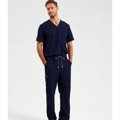 Ανδρικό ελαστικό cargo παντελόνι νοσηλευτικής με ελαστική μέση σε χρώμα σκούρο μπλε νούμερο Medium