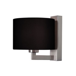 Απλίκα τοίχου μονόφωτη με μεταλλική βάση και μαύρο υφασμάτινο καπέλο για λάμπα Ε27