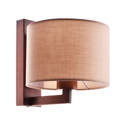 Μεταλλικό επίτοιχο φωτιστικό μονόφωτο με υφασμάτινο καπέλο στο χρώμα της μόκας για λάμπα Ε27
