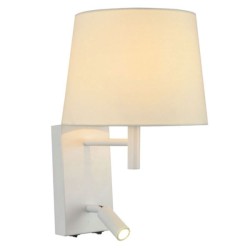 Led απλίκα Luminaire Stof λευκή επίτοιχη με ντουί Ε27 & κινητό led spot 3200k θερμό λευκό φως