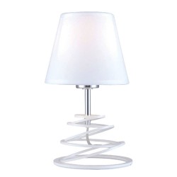 Φωτιστικό πορτατίφ κομοδίνου μονόφωτο μεταλλικό με κυκλική βάση λευκό για λάμπα με ντουί E27