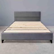 Κρεβάτι PALERMO με ποδαράκια, ντυμένο με ύφασμα διαστάσεων 150x200cm σε χρώμα γκρι σκούρο Κρεβάτι PALERMO με ποδαράκια, ντυμένο με ύφασμα διαστάσεων 150x200cm σε χρώμα γκρι σκούρο