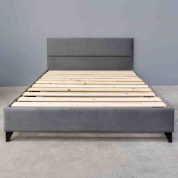 Κρεβάτι PALERMO με ποδαράκια, ντυμένο με ύφασμα διαστάσεων 150x200cm σε χρώμα γκρι σκούρο