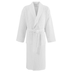 Μπουρνούζι με γιακά πικέ 50%Cot-50%Pol 210gsm σε λευκό χρώμα σε νούμε Large