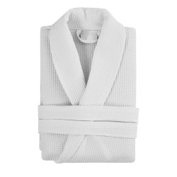 Μπουρνούζι με γιακά πικέ 50%Cot-50%Pol 210gsm σε λευκό χρώμα σε νούμε Large