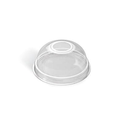 Καπάκι PET για πλαστικά ποτήρια PΡ με θολωτό πομπέ σχήμα 95mm με τρύπα 8mm