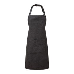 Ποδιά oλόσωμη με ιμάντες δερματίνης και δέσιμο στη μέση σε μαύρο χρώμα 