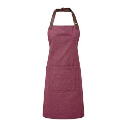 Ποδιά oλόσωμη με ιμάντες δερματίνης και δέσιμο στη μέση σε χρώμα Burgundy/Brown