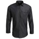 Ανδρικό μαύρο τζιν μακρυμάνικο πουκάμισο με ραφές σε χρωματική αντίθεση και 7 κουμπιά στον ίδιο τόνο σε νούμερο Small