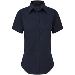 Γυναικείο κοντομάνικο πουκάμισο από ποπλίνα με μαλακό κολάρο και κοντά μανίκια σε Navy χρώμα νούμερο Medium