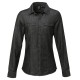 Γυναικείο μαύρο τζιν μακρυμάνικο πουκάμισο με ραφές σε χρωματική αντίθεση και 7 κουμπιά στον ίδιο τόνο σε νούμερο Large