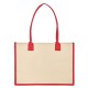 Τσάντα θαλάσσης δίχρωμη 100% καραβόπανο με PP πλαστικοποίηση εσωτερικά  χωρητικότητας 26L σε χρώμα φυσικό με κόκκινο