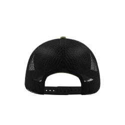 Πεντάφυλλο καπέλο RAPPER με δίχτυ και σφουγγάρι με δίχτυ στο πίσω μέρος και κυρτό γείσο με 6 ραφές σε χρώμα χακί με μαύρο