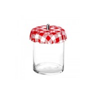 Γυάλα Φ15x40Υ κύλινδρος με Plexiglass καρώ καπάκι σε χρώμα κόκκινο