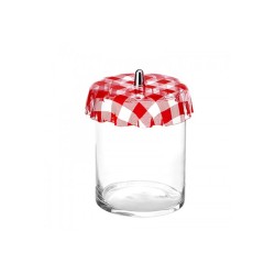 Γυάλα Φ15x40Υ κύλινδρος με Plexiglass καρώ καπάκι σε χρώμα κόκκινο