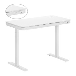 Ηλεκτρικό γραφείο BRATECK με συρτάρι διαστάσεων 118x60x72~120cm σε λευκό χρώμα