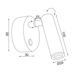 Απλίκα τοίχου Led σε χρυσό χρώμα μεταλλικό 3W 210Lm 4000K ενδιάμεσο φως με διακόπτη