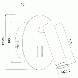 Επίτοιχο LED φωτιστικό ZEUS 3+4W θερμό φως 3000k 280lm μαύρο μεταλλικό D13,5x7cm