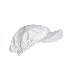 Σκούφος εργαστηρίου με δίχτυ και γείσο σε λευκό χρώμα με δίχτυ και κοντό γείσο