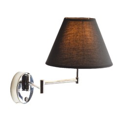 Φωτιστικό απλίκα ξενοδοχείου μονόφωτη με μαύρο καπέλο για λάμπα με ντουί Ε27