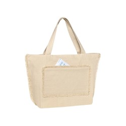 Τσάντα παραλίας Tahiti  με ξέφτια σε μπεζ χρώμα χωρητικότητας 35L διαστάσεων 60x4cm